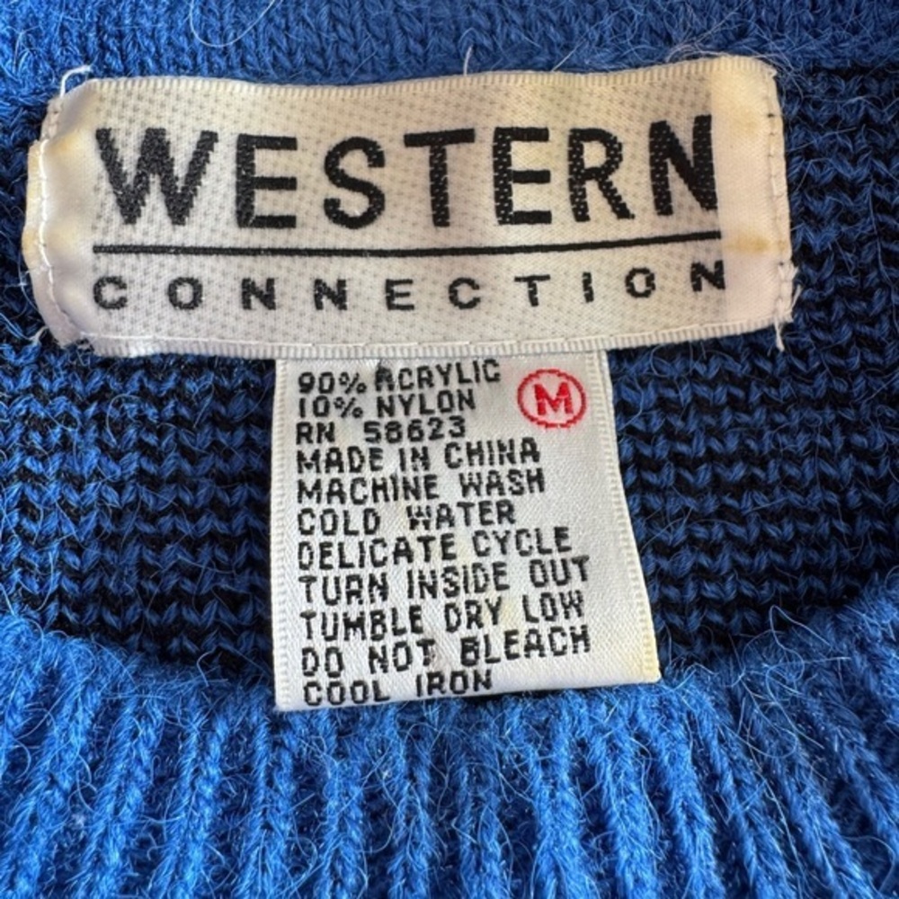 Vintage Western Connection Knit Sweater‎ Boho Cowgirl Floral Statement Medium - Picture 2 of 6